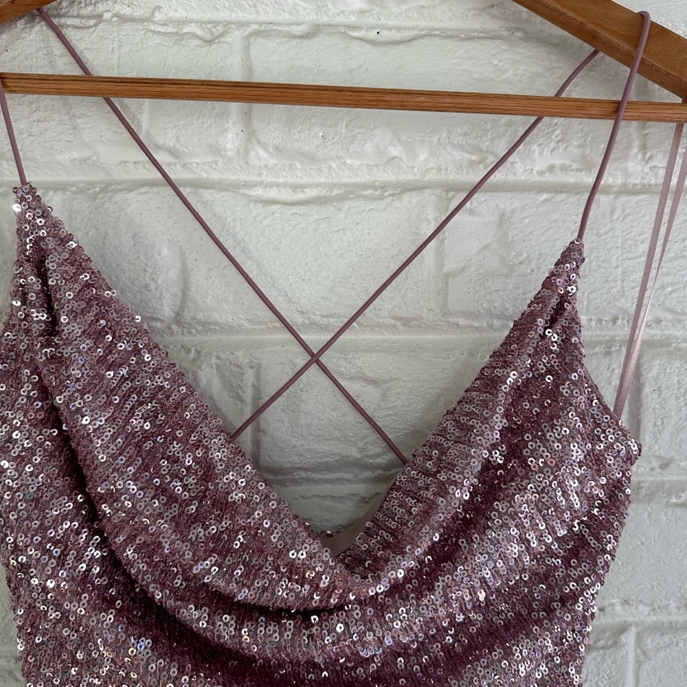 Windsor Sparkling Backless Dress in Purple Pink - Picture 3 of 6